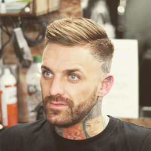 side part with skin fade