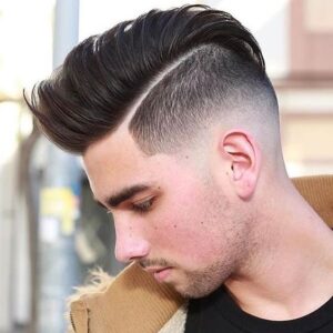 soft pompadour with hard part
