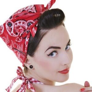 Headscarf Style With Rolled Bangs