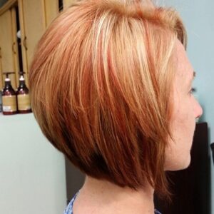 red and blonde stacked bob