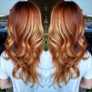 Intense Copper With Blonde Balayage