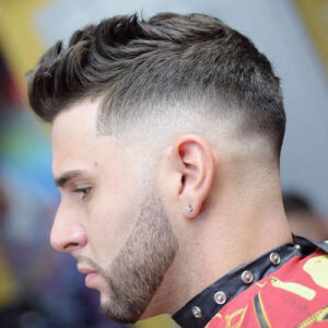 quiff with drop skin fade