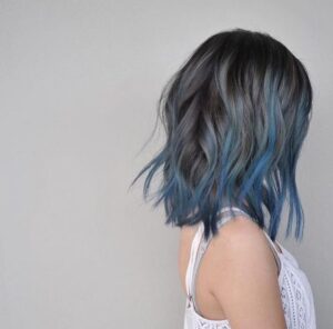 blue grey balayage