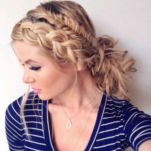 messy braids bun