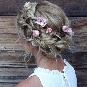messy crown braids