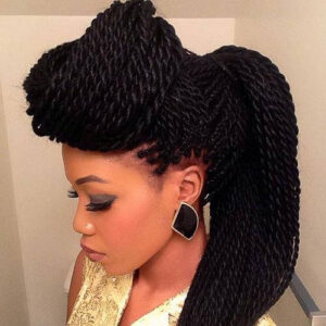 senegalese twist ponytail updo