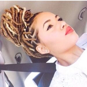 brown locs with blonde accents