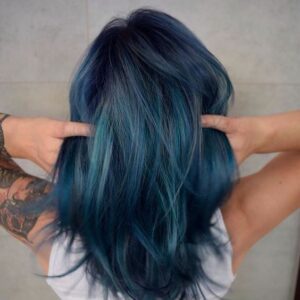 denim blue with teal