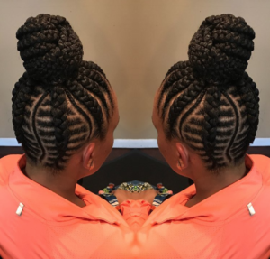 fishbone braids high bun