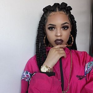 pulled back jumbo braids