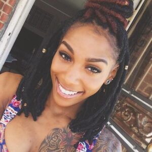 half up short faux locs
