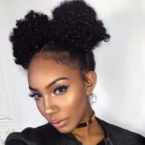 natural hair double buns