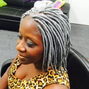short grey yarn locs