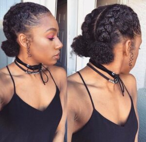 twin dutch braid buns