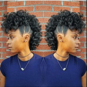 Defined curls frohawk