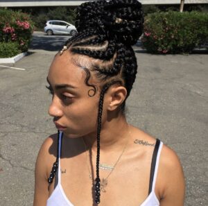 Nefertiti pigtail bun feed in braid