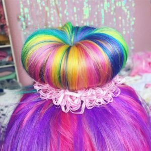 Sock Bun in Rainbow Colours
