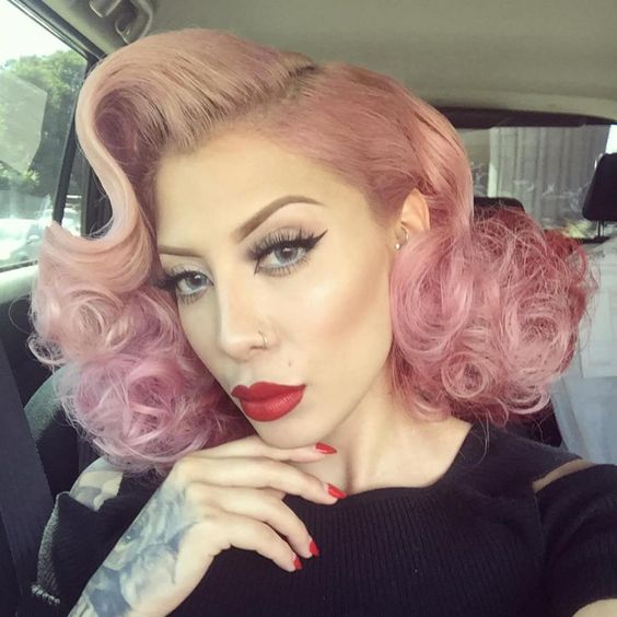 Fluffy Pink Pin Curls
