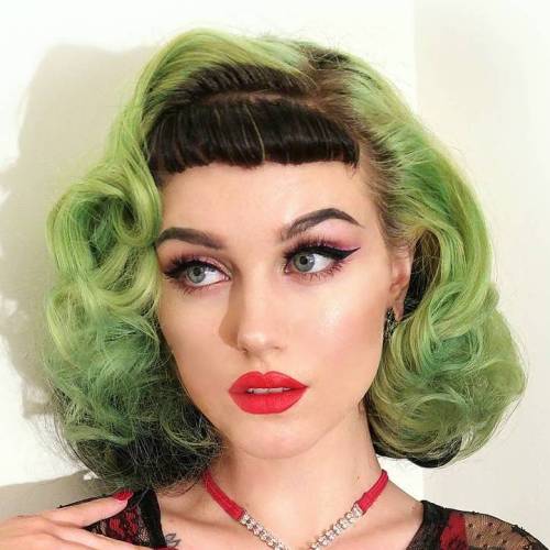 Blunt Bangs and Pin Up Curls