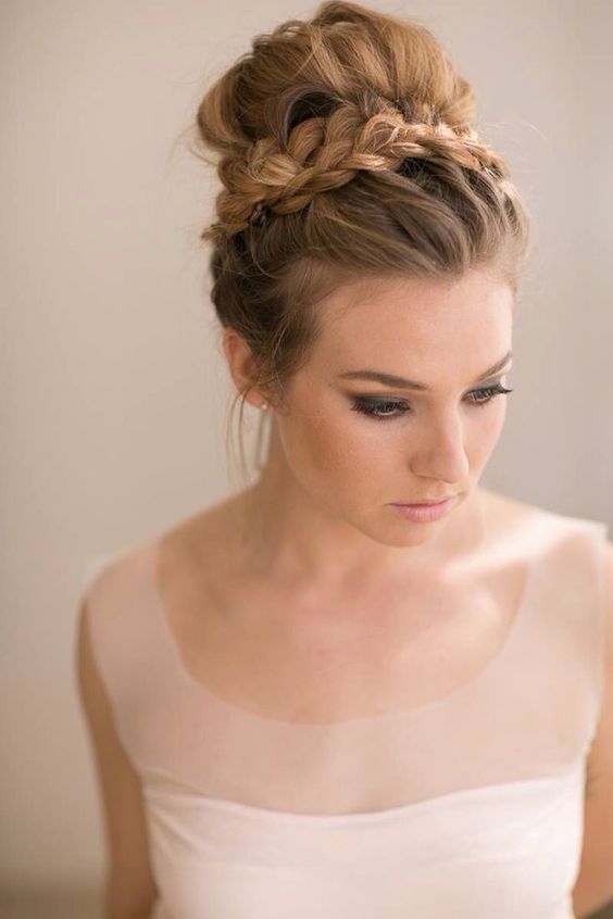 Elegant High Bun with Wrap Around Braid
