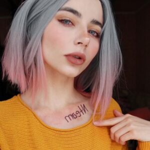 Steely Grey with Rose Pink Tips