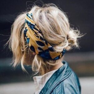 Messy Short Up-Do With Chunky Headband