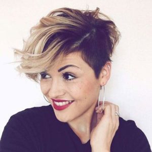 Asymmetric Pixie Cut with Caramel Blonde Balayage