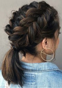dutch french braids to pony