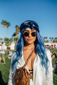 blue hair blue scarf