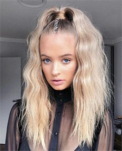 crimped ponytail wrapped