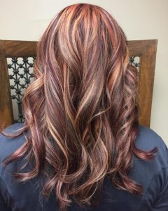 red mixed with blonde and brown