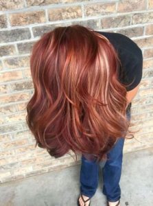 long dark red blonde lowlights