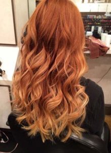 ombre red to blonde tip