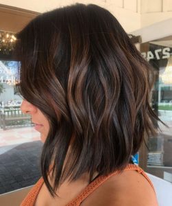 lob brown hair highlight