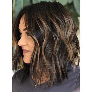 lob hair with highlights