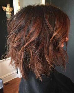 brown hair with red highlight