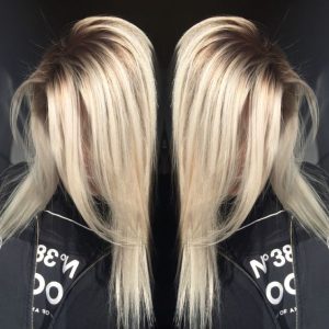 rooted bright blonde