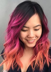 orange pink black ombre