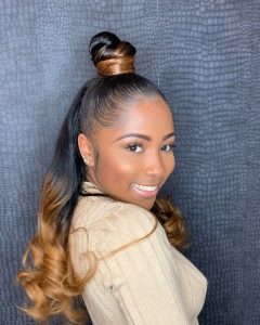 top knot half up bday