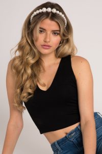 pearl headband curly
