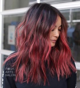 ombre dark ruby red