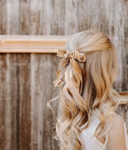 bow velvet half up