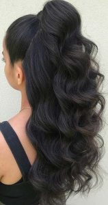 wavy half up hair bday