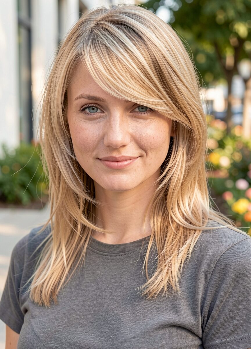 medium haircuts for round faces