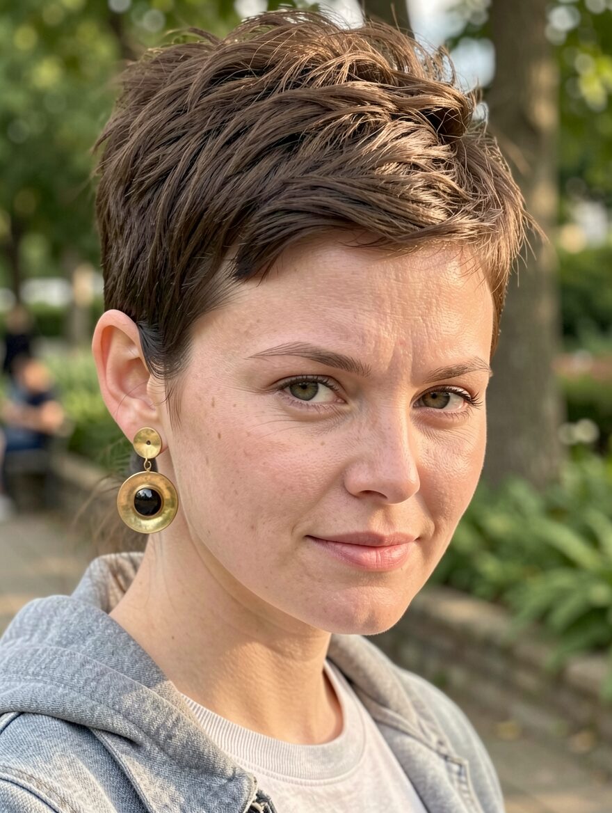pixie haircut for round face
