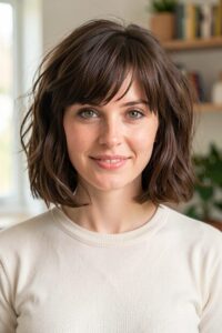 slightly parted bangs