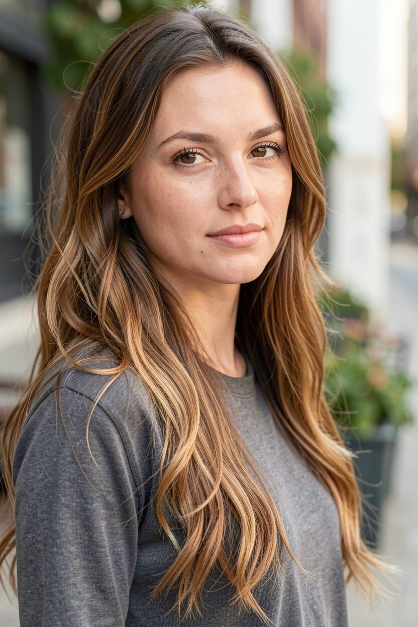 Light brown hair with ombre