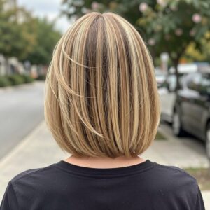 bob Brown Hair with Blonde Highlights