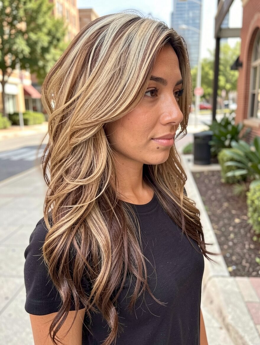 blonde highlights brown hair