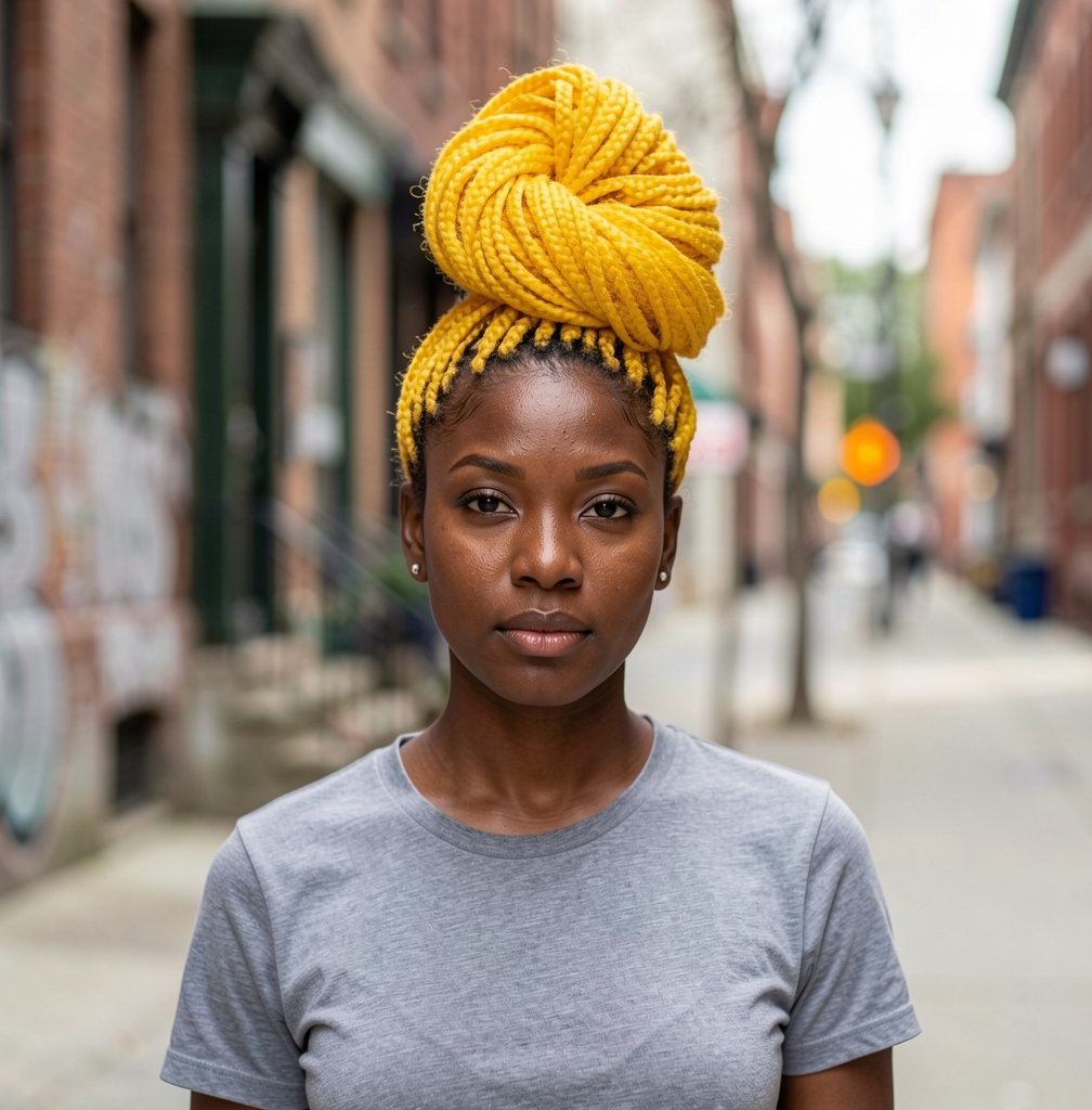 Buttercup Yellow Bun Box Braids